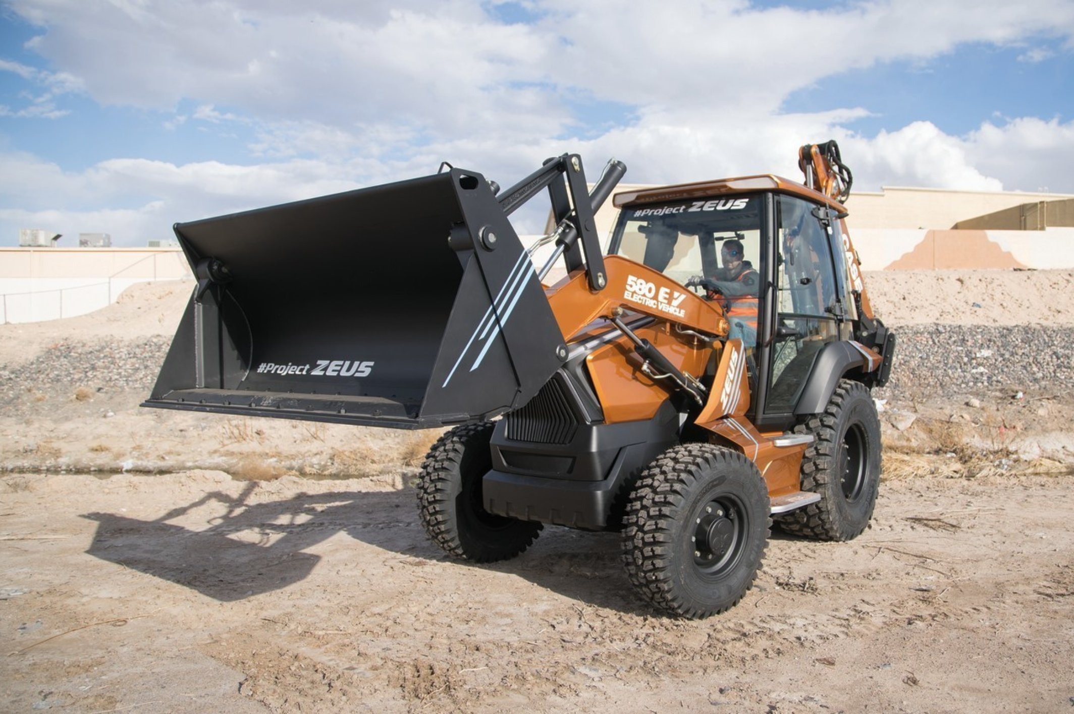 Electric mini loader on construction site