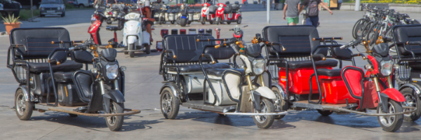 Electric tricycle scooters for rent on Batumi New Boulevard