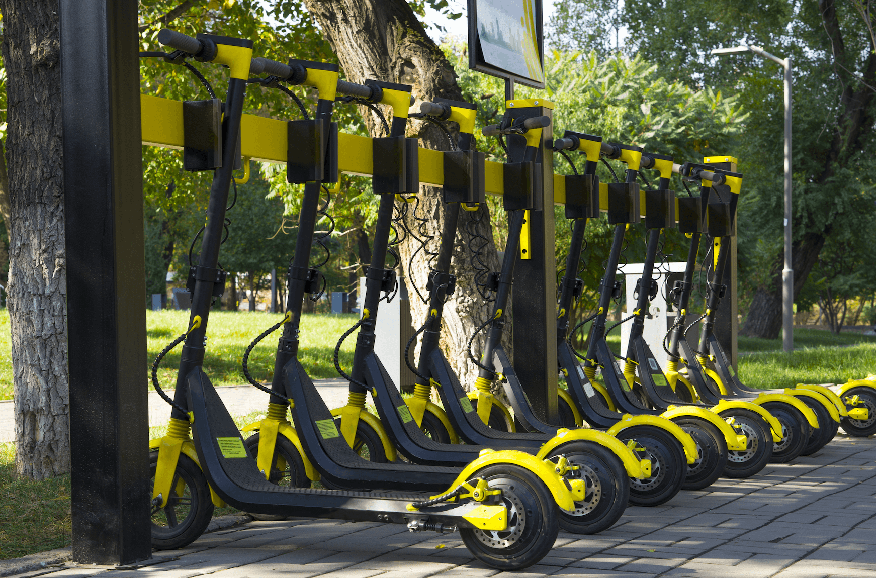 Parking for electric scooters for rent