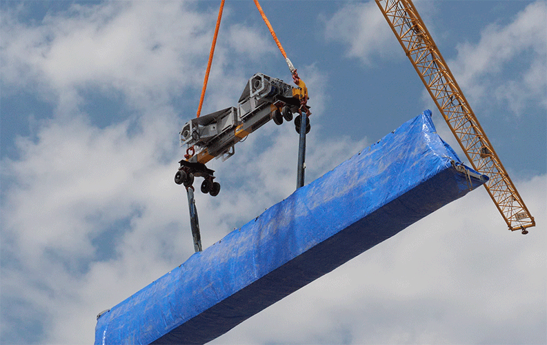 Crane lifting items into the air